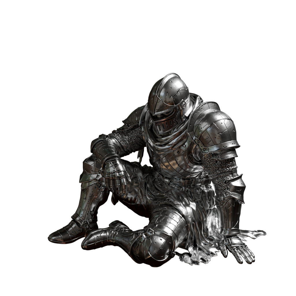 Knight Sitting by Bonfire